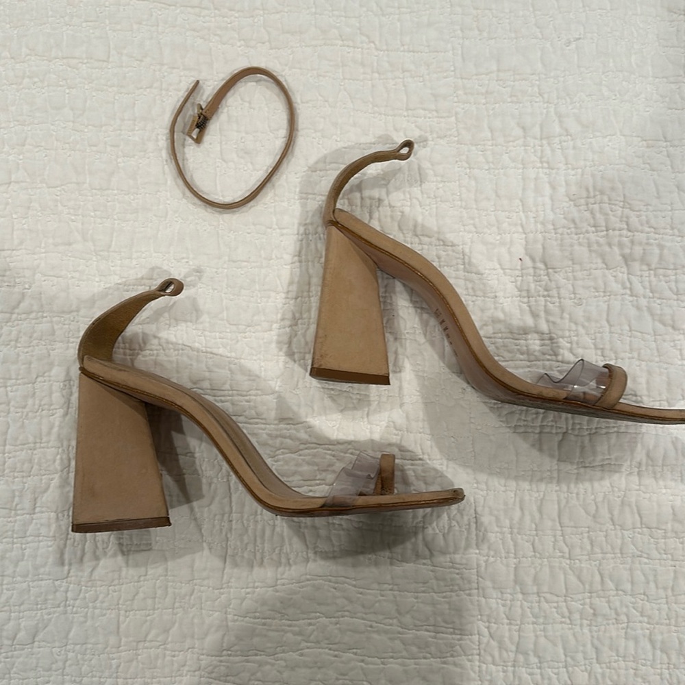 Shutz; Avva Vinyl & Suede sandal in honey beige